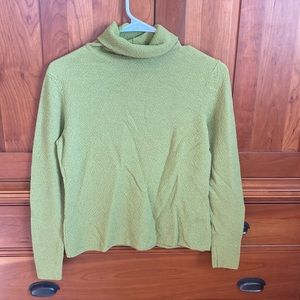 Eileen Fisher wool green turtle neck long sleeve size small Italian yarn